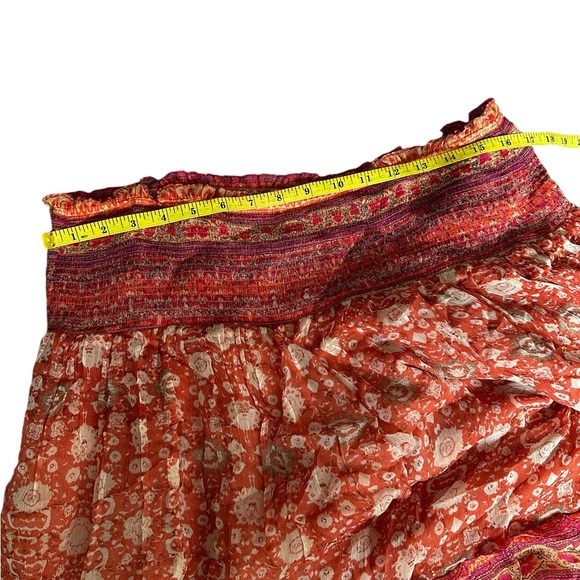 Anthropologie smocked waist floral mini skirt- women’s size XL. Ruffle hem - Picture 6 of 10